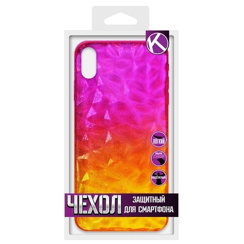 Krutoff / Накладка силиконовая Crystal Krutoff для iPhone XS Max (Айфон ИксС Макс) желто-розовая