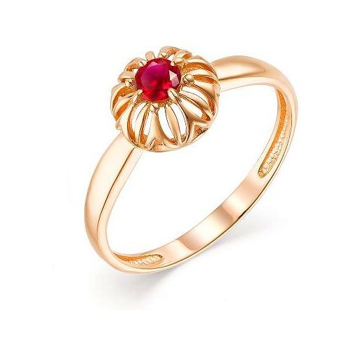 фото Алькор кольцо цветок с 1 рубином из красного золота 13597-103, размер 16.5