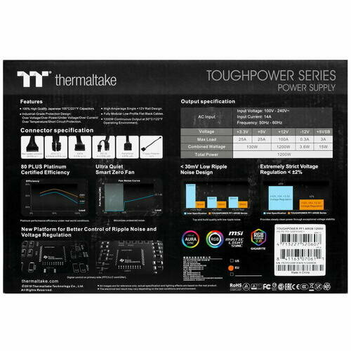 Блок питания THERMALTAKE Toughpower PF1 ARGB, 1200Вт, 140мм, черный, retail [ps-tpd-1200f3fape-1] - фото №15