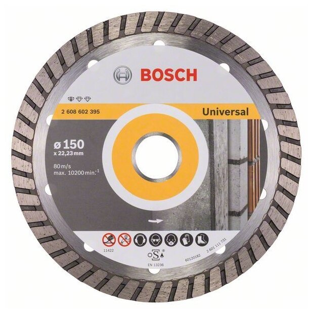 Диск алмазный отрезной BOSCH Standard for Universal Turbo 2608602395, 150 мм, 1 шт.