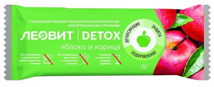 Батончик детоксикационный с яблоком и корицей .леовитdetox Упаковка25г - фотография № 7