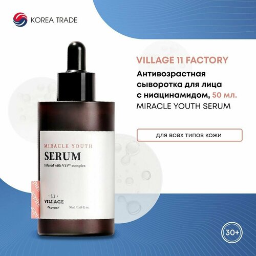 Антивозрастная сыворотка для лица с ниацинамидом и скваленом VILLAGE 11 FACTORY MIRACLE YOUTH SERUM 50 мл антивозрастная сыворотка для лица с ниацинамидом и скваленом miracle youth serum 50мл