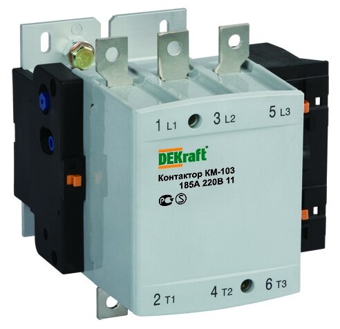 22154DEK Контактор 185А 220В АС3 1НО+1НЗ КМ-103 DEKraft - фото №1