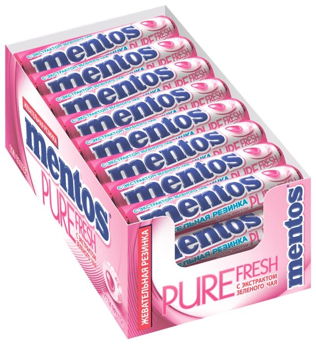 Жевательная резинка Mentos Pure Fresh вкус Тутти-Фрутти, 24 шт по 15,5 г