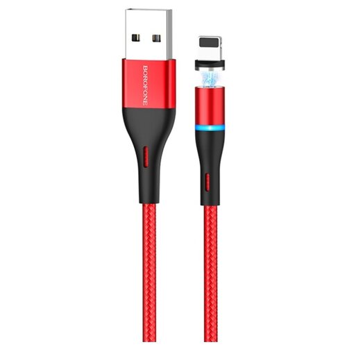 Магнитный кабель USB - Lightning 1.2м Borofone BU16 Skill - Красный кабель usb micro usb bu16 1 2m магнитный borofone красный