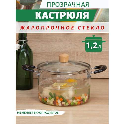 Прозрачная стеклянная кастрюля с крышкой