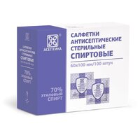 АСЕПТИКА Антисептическое средство салфетка спиртовая 60х100 мм, 100 шт. в коробке