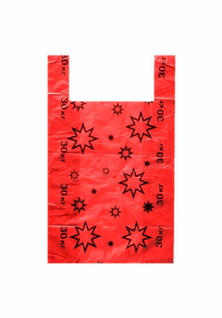 Пакет майка Звезда "красная"/ размер 36*62 /плотность 11 гр/ в упаковке 100шт