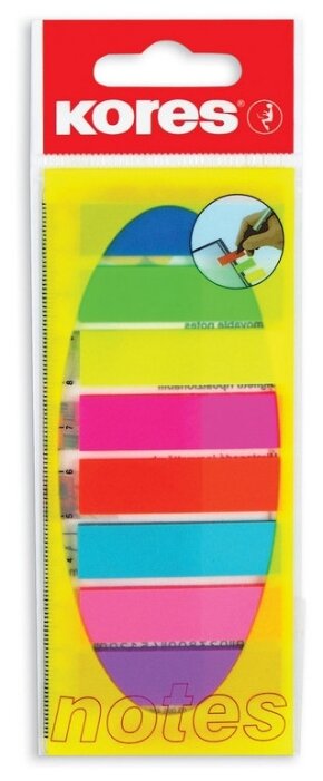 Клейкие закладки пластиковые 8 цветов по 25 листов Film на линейке Kores 45120