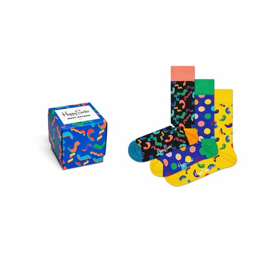 Носки Happy Socks, 3 пары, размер 36-40, мультиколор носки happy socks 3 пары размер 36 40 красный желтый оранжевый розовый черный мультиколор