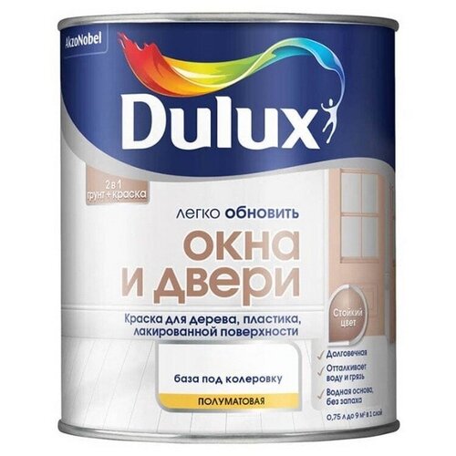 DULUX легко обновить окна И двери краска грунт для дерева, пластика, полуматовая, база BC (0,75л)