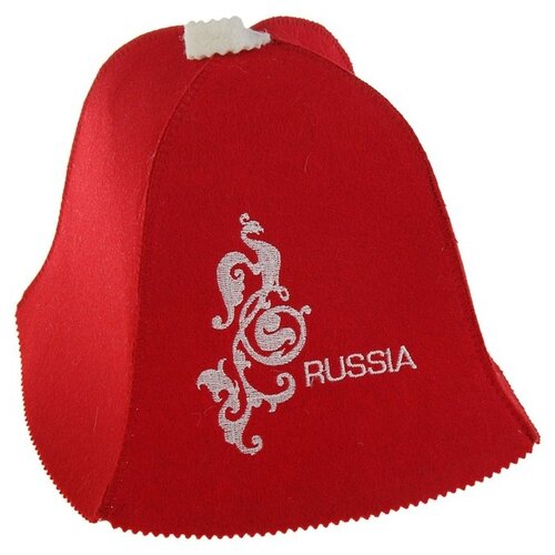 фото Колпак для бани шапка ""russia"" белая 1088554 добропаровъ .