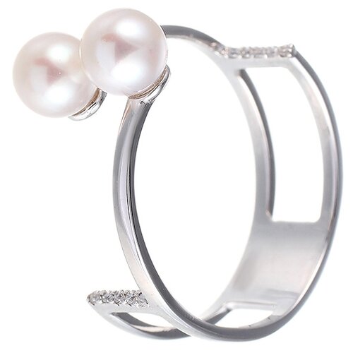 фото Element47 широкое ювелирное кольцо из серебра 925 пробы с культивированным жемчугом и кубическим цирконием ps150323r-1_wp_001_wg, размер 18.5