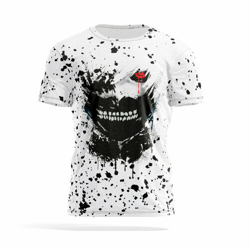 Футболка PANiN Brand, размер 5XL, белый, черный funny 2021 tokyo ghoul t shirt men s blood casual ken kaneki 3d printing shirt japanese anime costume cosplay top