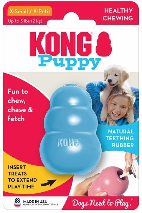 Игрушка KONG Classic Puppy XS для щенков мелких пород, голубая - фотография № 1