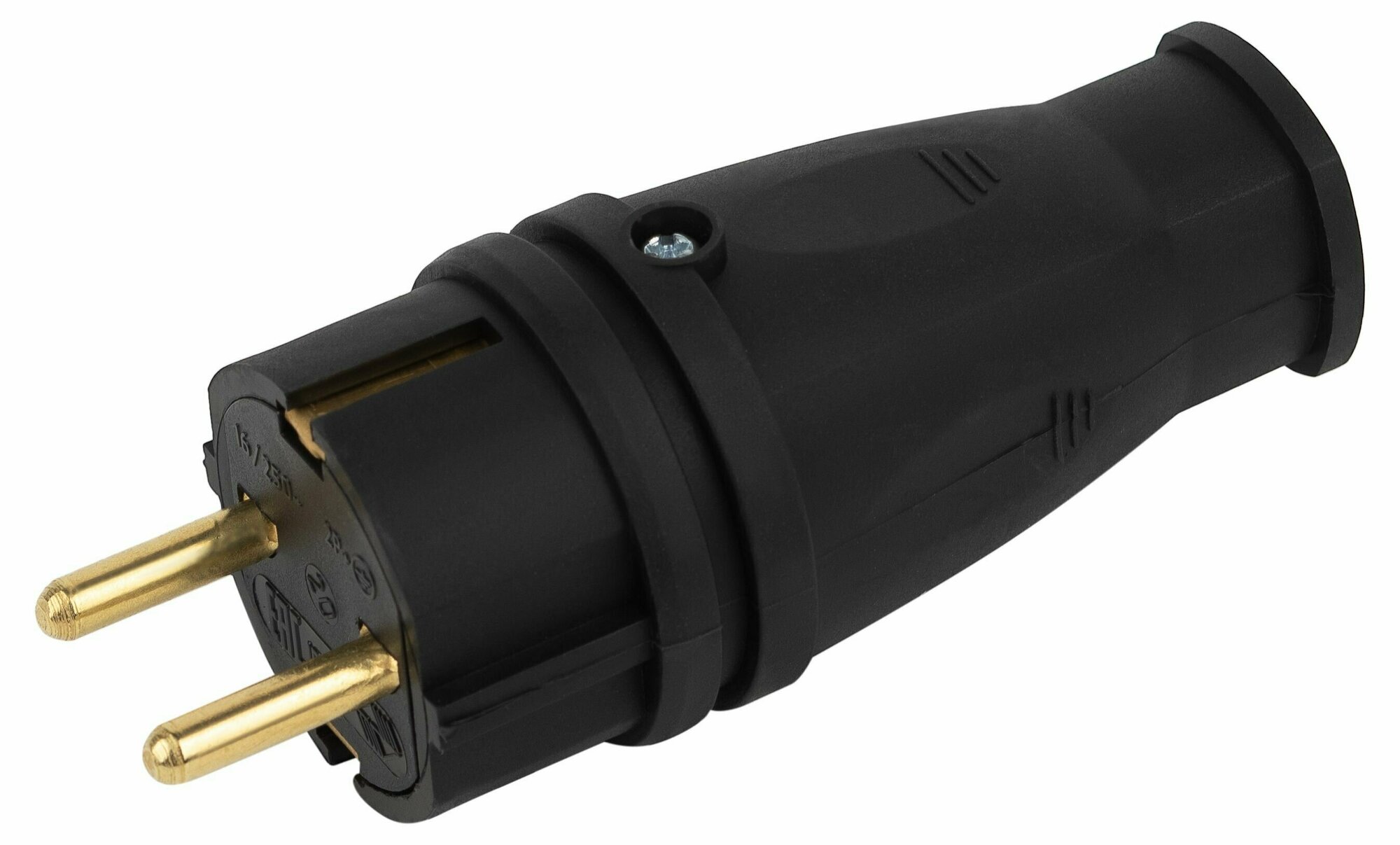Вилка ЭРА VX10-B-IP44 (В16-001 УХЛ3) каучуковая c заземлением 16А IP44 прямая черная