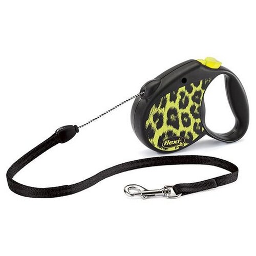 Рулетка Flexi Safari M (до 20 кг) 5 м трос, yellow Leopard