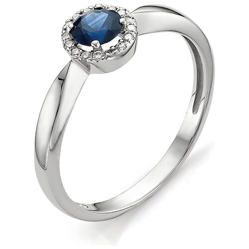 фото Алькор кольцо с бриллиантами, сапфиром из белого золота 11063-202, размер 16