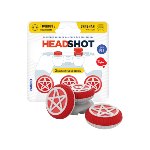 RAINBO Сменные накладки Headshot (Mystic) для геймпада Sony Dualshock 4, красный/белый