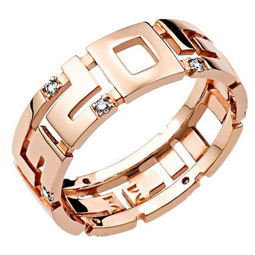 Кольцо Эстет, красное золото, 585 проба, бриллиант, размер 16 кольца эстет оригинальное кольцо из золота с бриллиантами эмалью и узорами