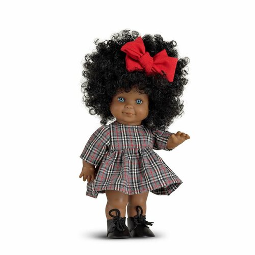 Кукла Lamagik Бетти темнокожая, в платье в клетку, с красным бантом, 30 см, арт. 3031