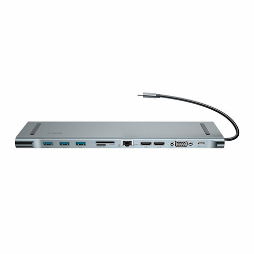 ПереходникАдаптер BASEUS C-C3UEHVMSDC35 Разветвитель Type-C - 3xUSB30 2xHDMI VGA TFSD RJ45 PD 35mm те 12350₽