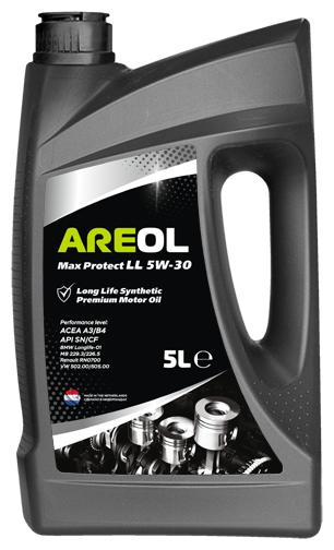 AREOL Max Protect LL 5W-30 (5L)_ ! .\ ACEA A3/B4, API SN/CF, MB 229.3/226.5 5W30AR014