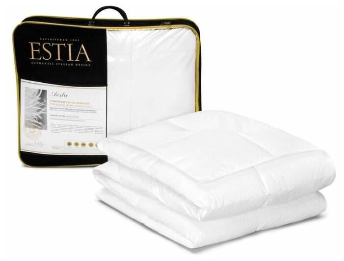 ESTIA Одеяло легкое Аоста, пух-перо, цвет: белый (140х200 см) - фотография № 2