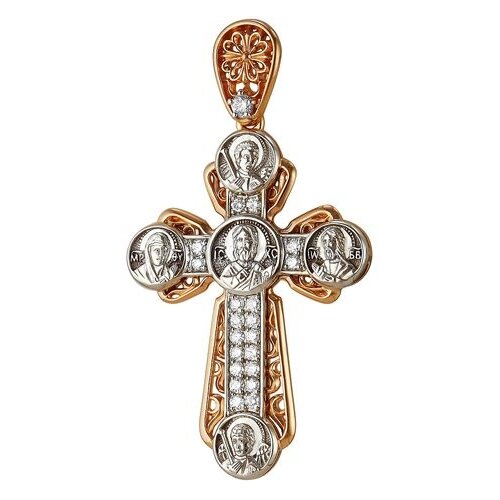 крест даръ крест из желтого золота с бриллиантом 20161 Крестик Master Brilliant, красное, белое золото, 585 проба, бриллиант