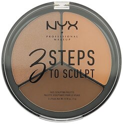 NYX professional makeup Палетка для скульптурирования 3 Steps to Sculpt Face Sculpting Palette, deep