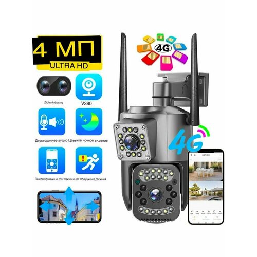 Уличная камера видеонаблюдения 4G с сим картой 769000₽