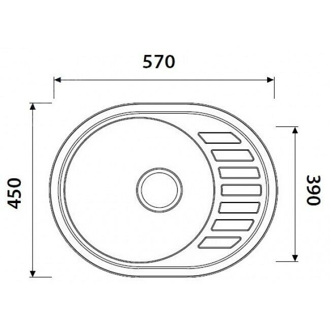 Мойка врезная овальная 45x57L * 0,60мм + сифон Vladix - фотография № 2