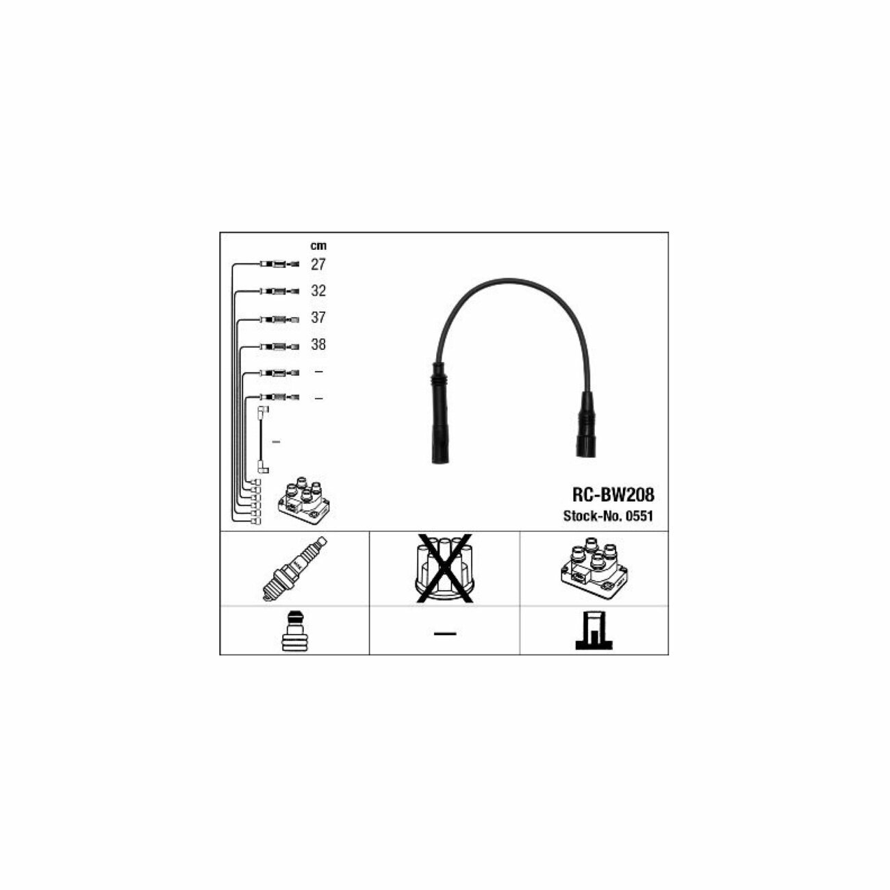 NGK 0551 Провода (к-т) [RC-BW208] BMW E36 1.6 93-