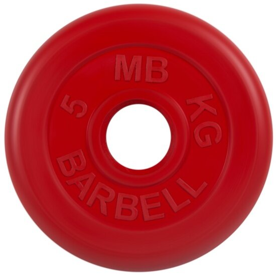 Диск MB Barbell обрезиненный d 51 мм цветной 5,0 кг (красный)