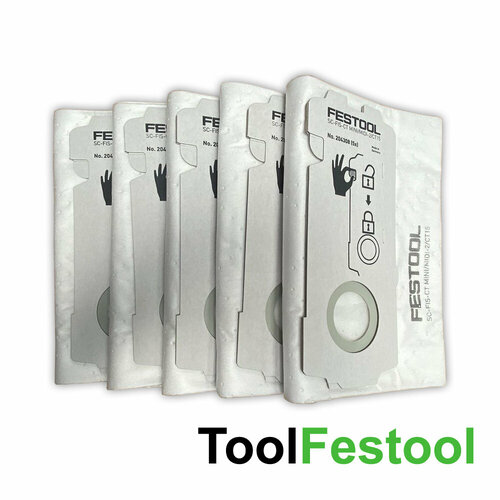 festool мешок пылесборник selfclean sc fis ct midi 5 498411 Мешок-пылесборник SC-FIS-CT MINI/MIDI-2/CT15 Festool 204308, 5 штук в комплекте