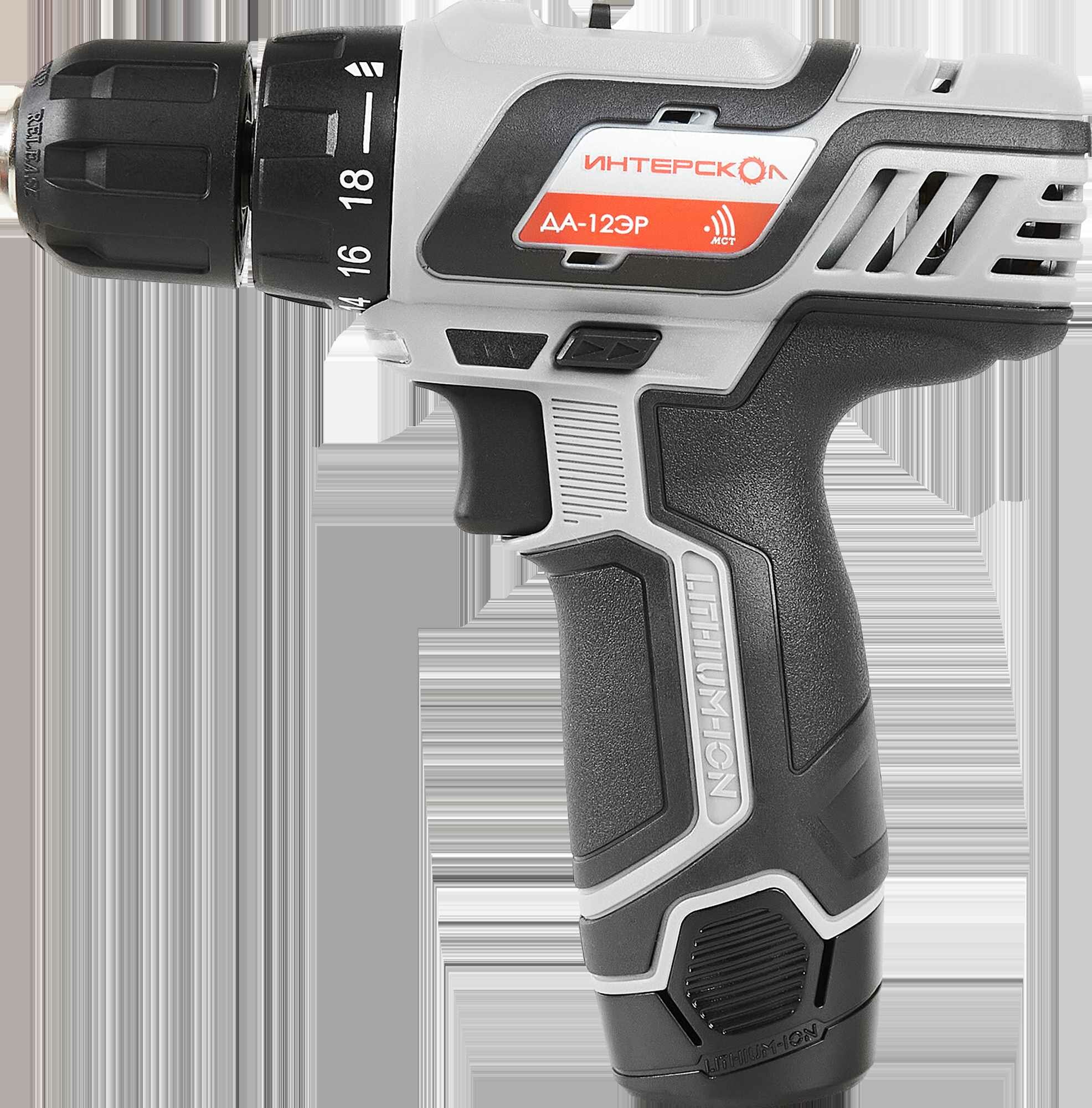 фото Дрель-шуруповерт аккумуляторная Интерскол ДА-12ЭР, 12 В Li-ion 2x2 Ач
