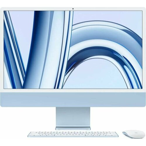 Моноблок Apple iMac A2874 24 4.5K M3 8 core (4.05) 16Gb SSD256Gb 8 core GPU macOS WiFi BT 143W клавиатура мышь Cam синий 4480x2520