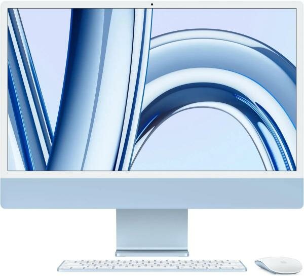 Моноблок Apple iMac A2874 24 4.5K M3 8 core (4.05) 16Gb SSD256Gb 8 core GPU macOS WiFi BT 143W клавиатура мышь Cam синий 4480x2520