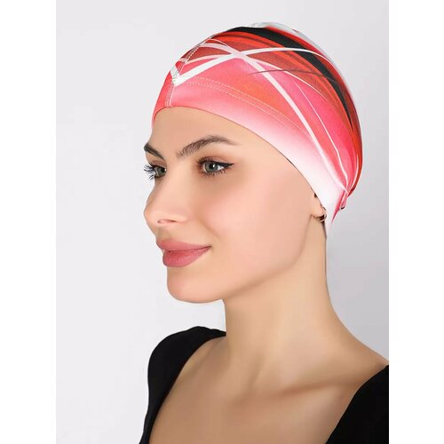 Шапочка для бассейна, водных видов спорта и плавания из микрофибры без логотипа (красный/белый) 57-60