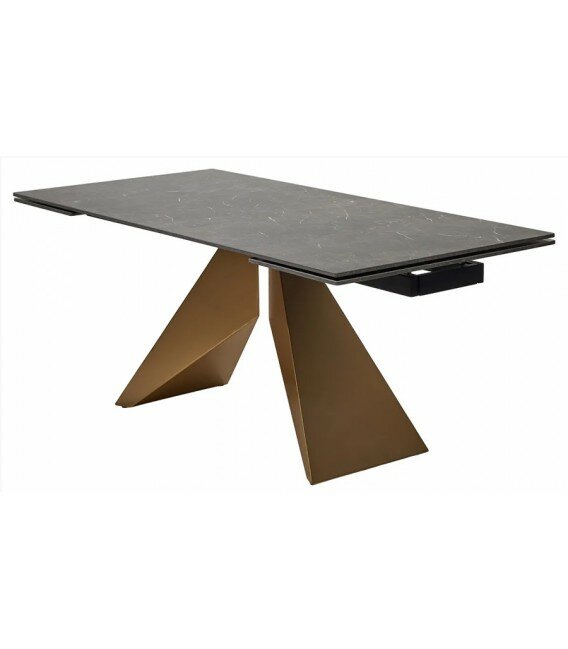 фото Стол ALES 180 BLACK GRAVE SOLID CERAMIC, керамика / бронзовый