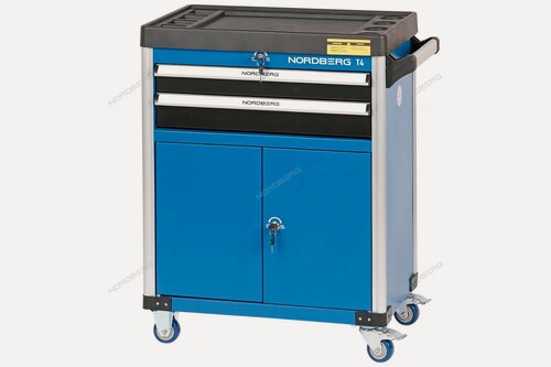 Изображение товара T4 Тележка инструментальная профессиональная, 2 полки + доп. отсек NORDBERG T4