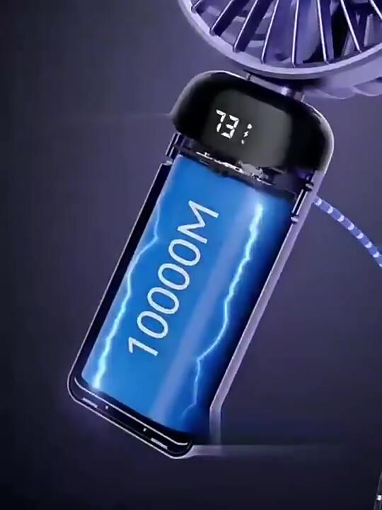 Портативный складной USB-вентилятор, 5 скоростей, время работы 7-12 часов, розовый — фото 1