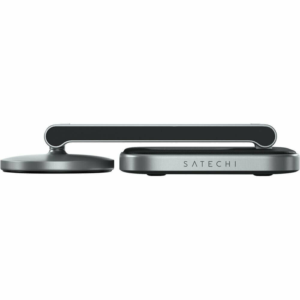 Беспроводное зарядное устройство Satechi 2-in-1 Foldable QI2 Wireless Charging Stand, Type-C, до 20Вт, Черный, ST-Q21FM - фото №5
