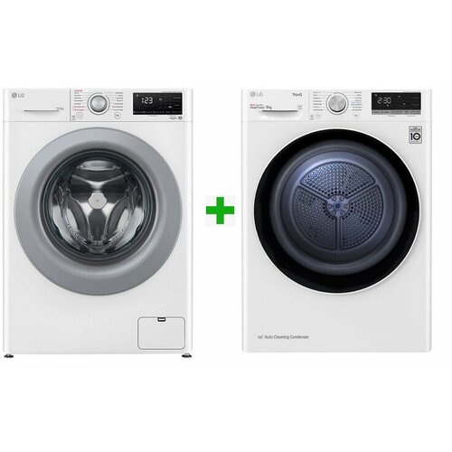 Комплект Сушильная машина LG DC90V5V0W и Стиральная машина LG F4V3RS4W 151090₽