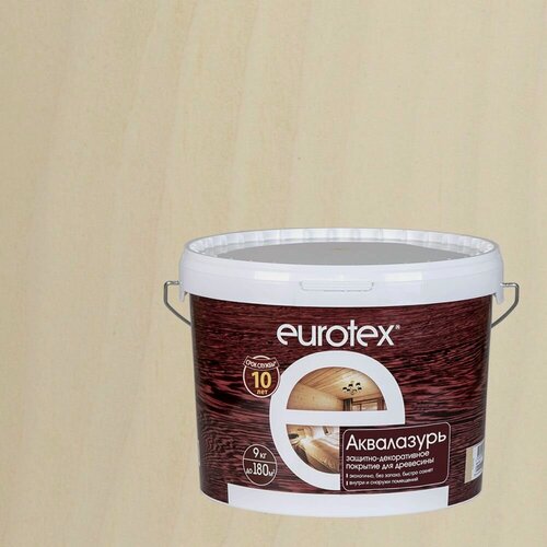 Изображение товара Лак защитно-декоративный для дерева Eurotex Аквалазурь (9кг) ваниль