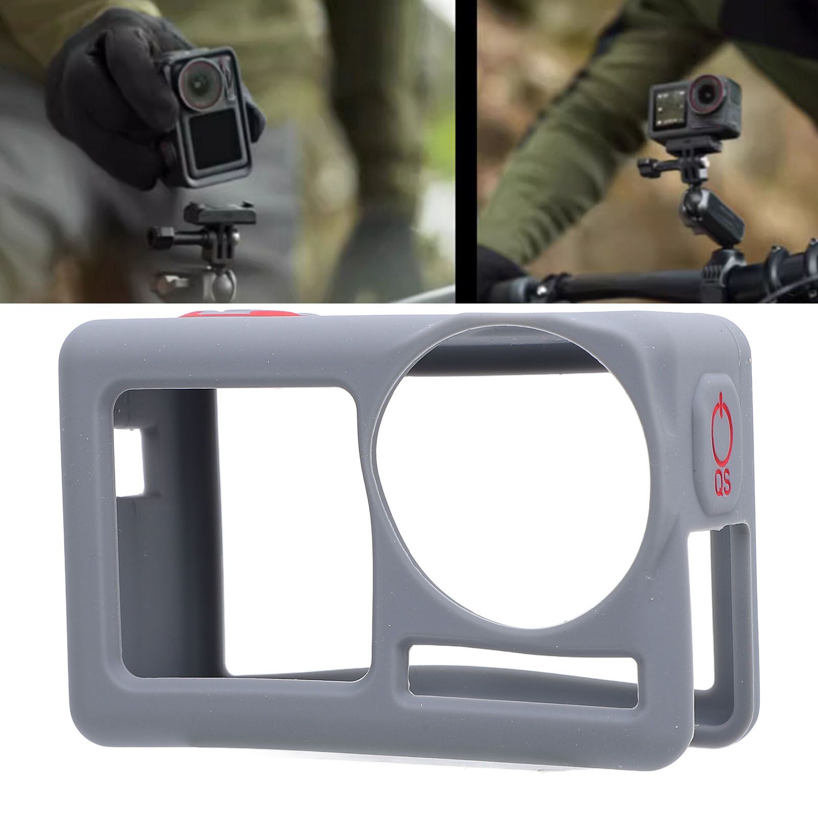 Силиконовый чехол для Action 5 Pro, с защитой от ударов и крышкой объектива, серый, с ремешком