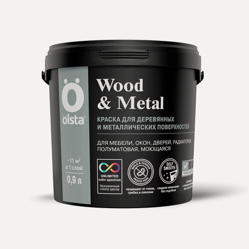 Изображение товара Краска по дереву и металлу Olsta Wood&Metal (0,45л) белая