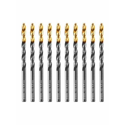 фото Сверло по металлу, 4,8 мм, hss-tin, golden tip, 10 шт. denzel, 717212