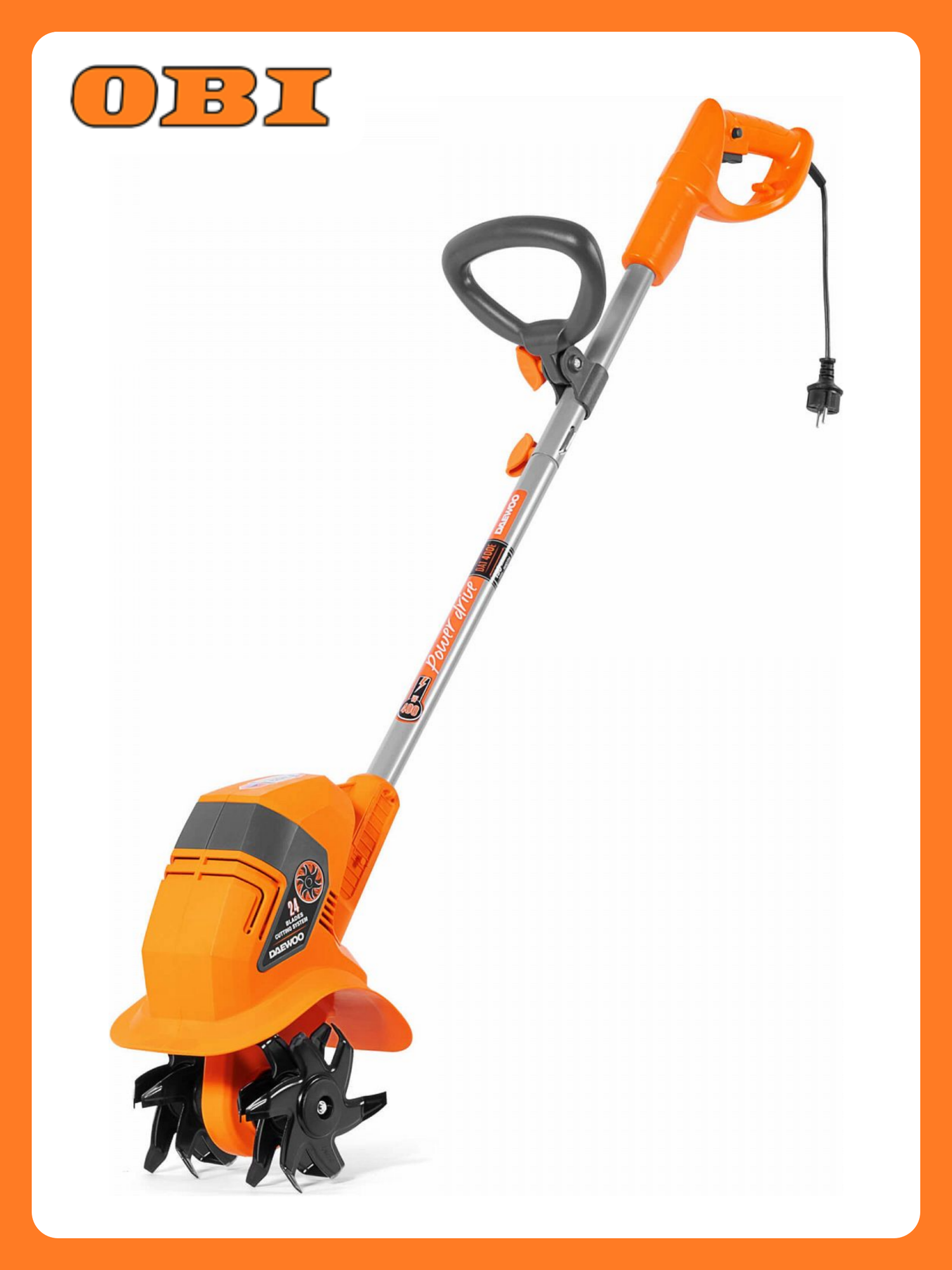 Культиватор DAEWOO Power Products DAT 400E электрический мощность 400Вт ширина 19см 24фрезы