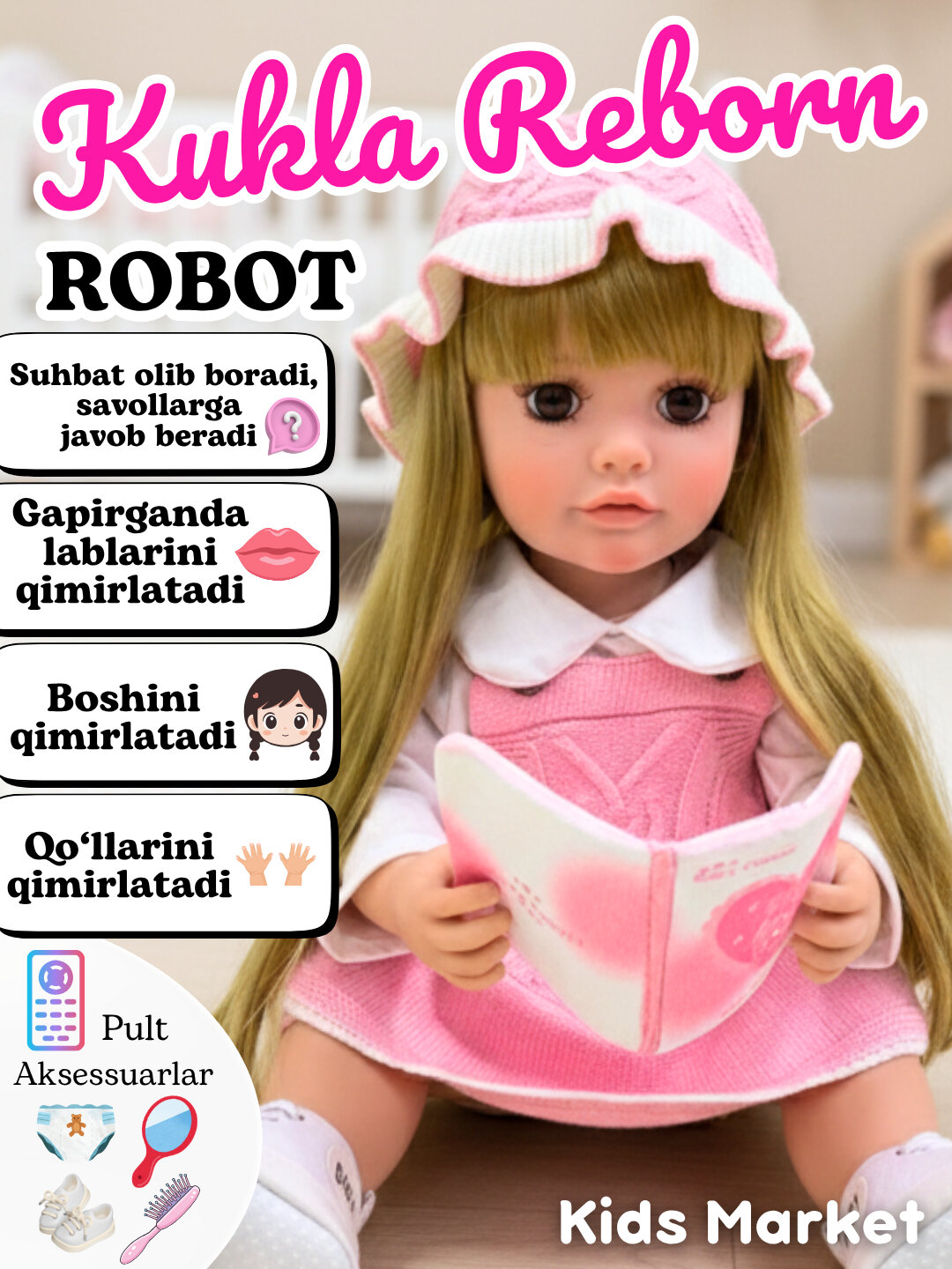 Кукла Reborn говорящая , интерактивная кукла, кукла, набор аксессуаров